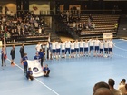 Spartan tytöt lipunkantajina Suomi - Slovakia pelissä. 